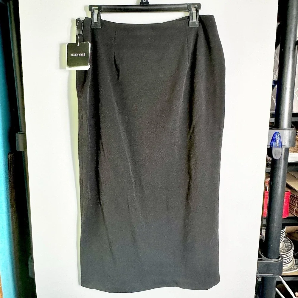 Vintage Sag Harbor Womens Petite Size 12P Black Pencil Midi Skirt NWT 2003